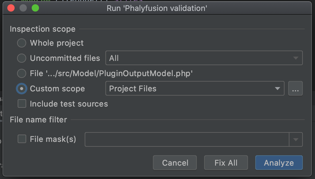 Specify analysis scope