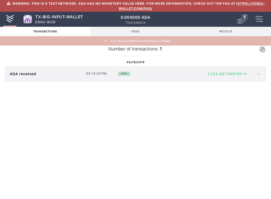 Open the tx history of a wallet with a big input tx IT104/3_48-I see the transactions summary.png