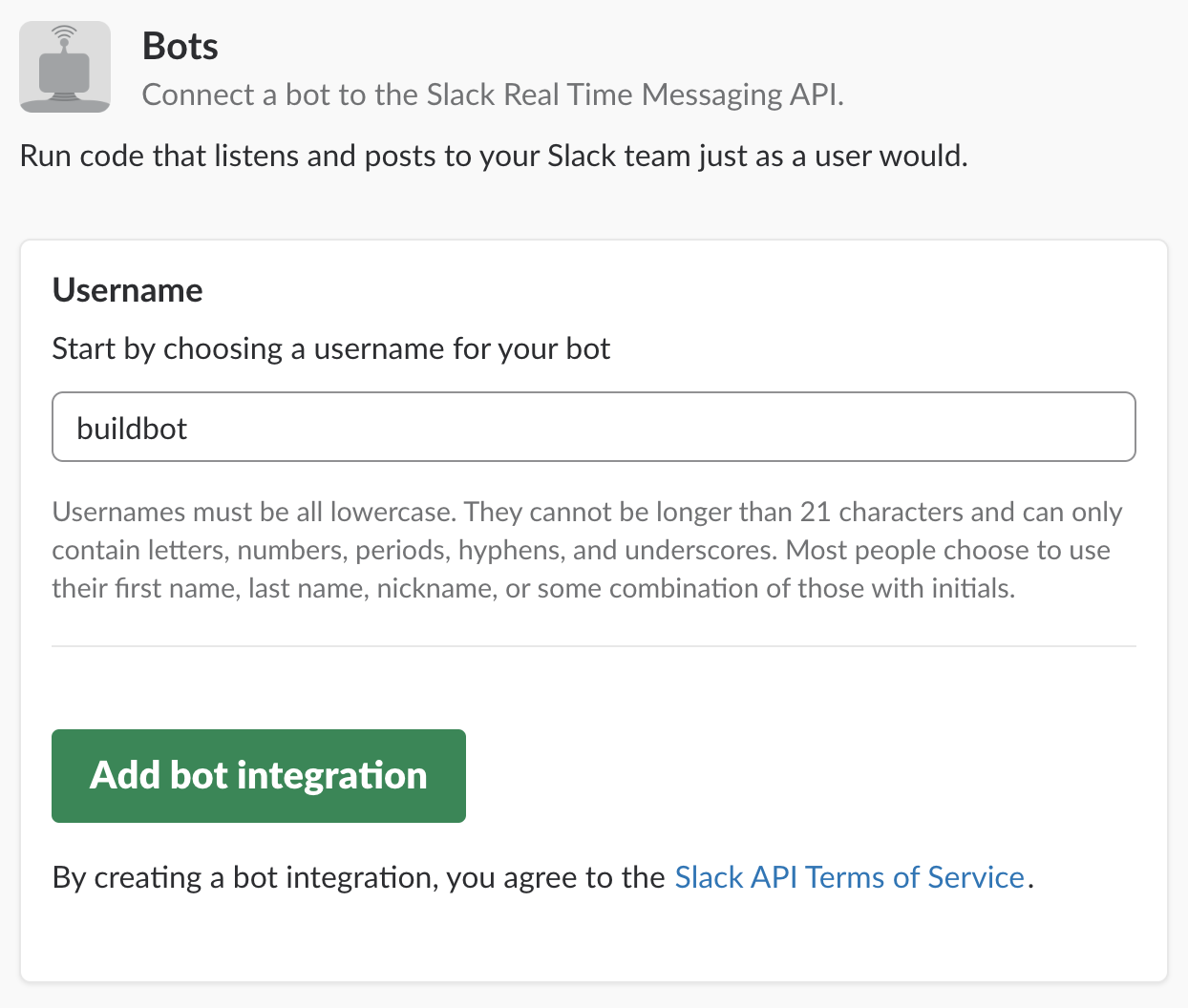 Add Slack bot