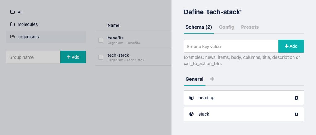 Tech stack Storyblok schema