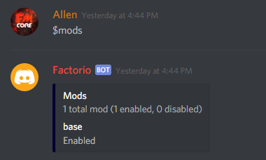 mod list command