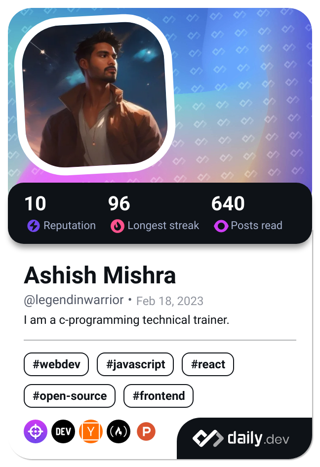 Ashish Mishra's Dev Card