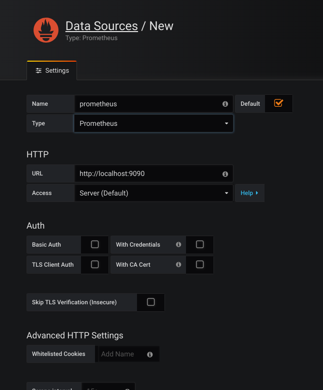 Prometheus data source configuration