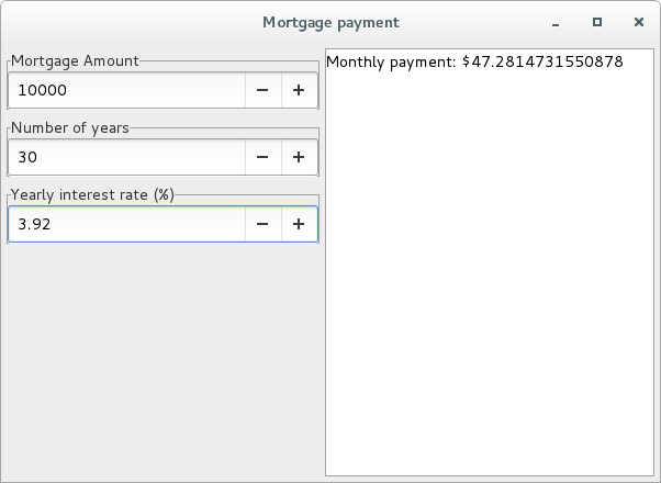 Mortgage calculator program