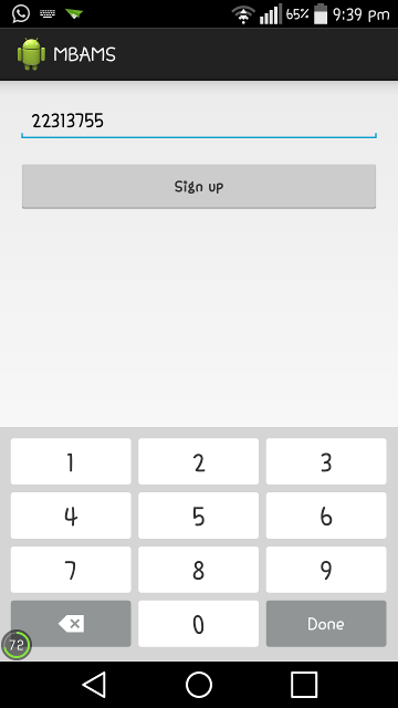 Android Application signup