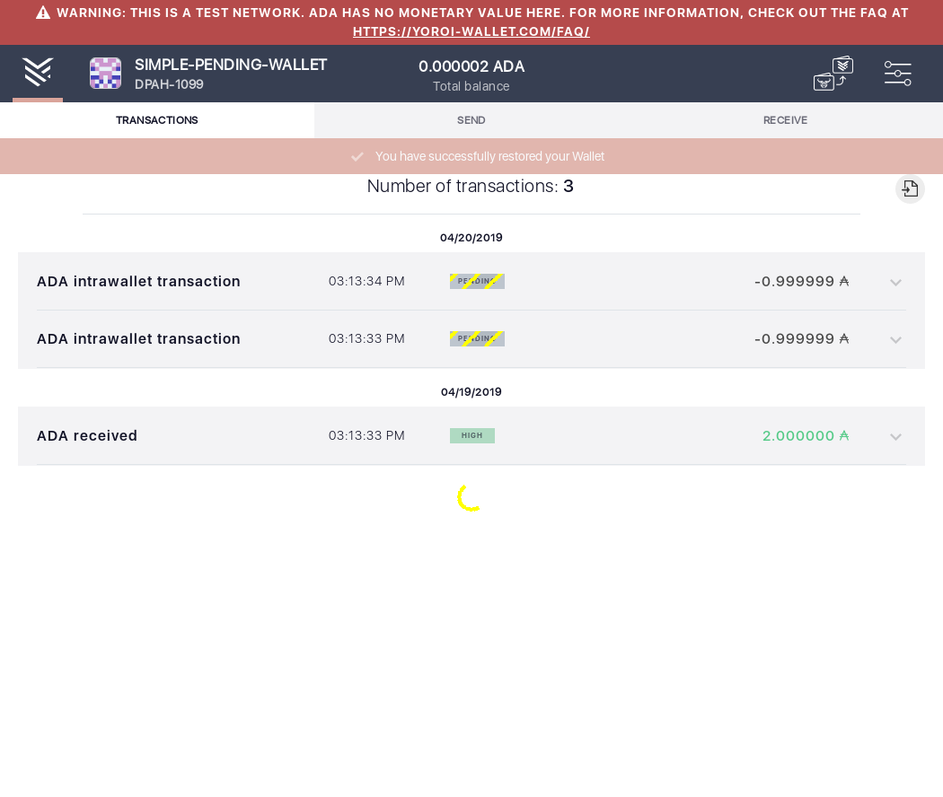 Open the tx history of an already loaded wallet IT105/3_55-I see the transactions summary.png