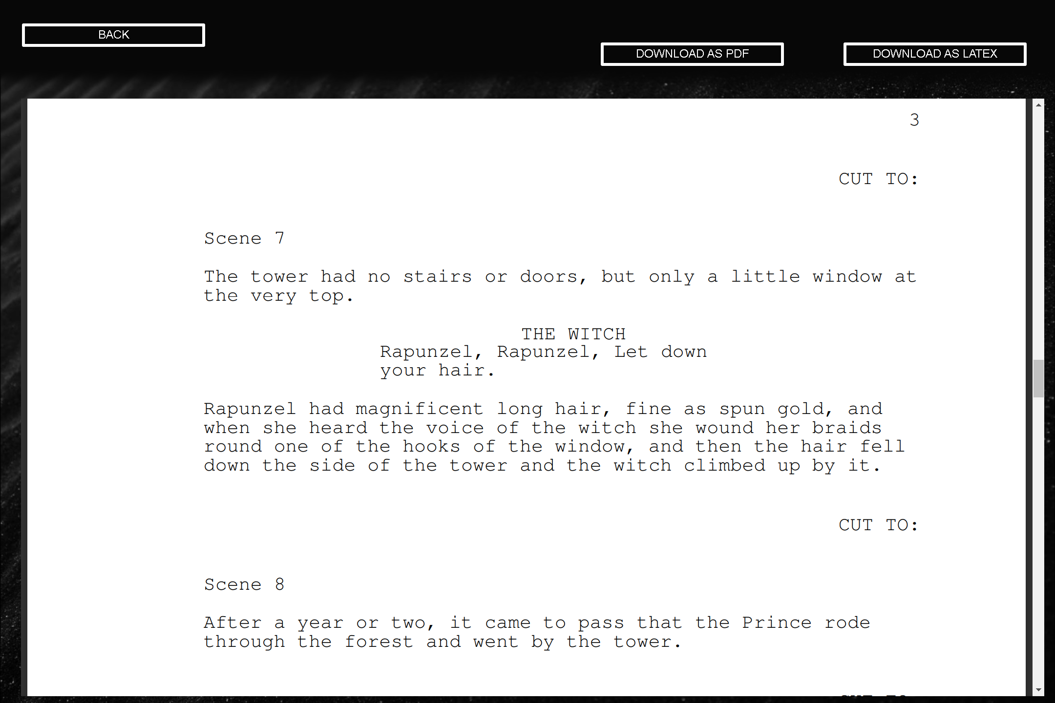 Picture of Screenplay Page