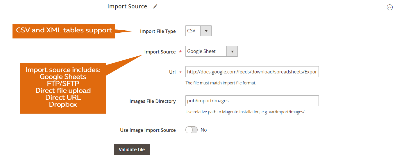 Magento 2 import from Dropbox, Box, Google, FTP