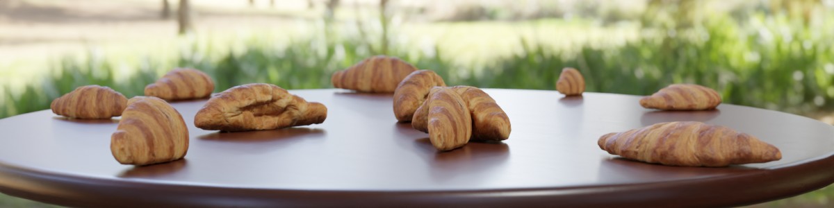 Croissants on table