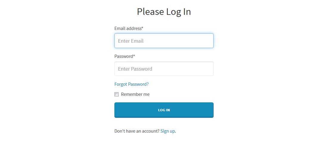 login page