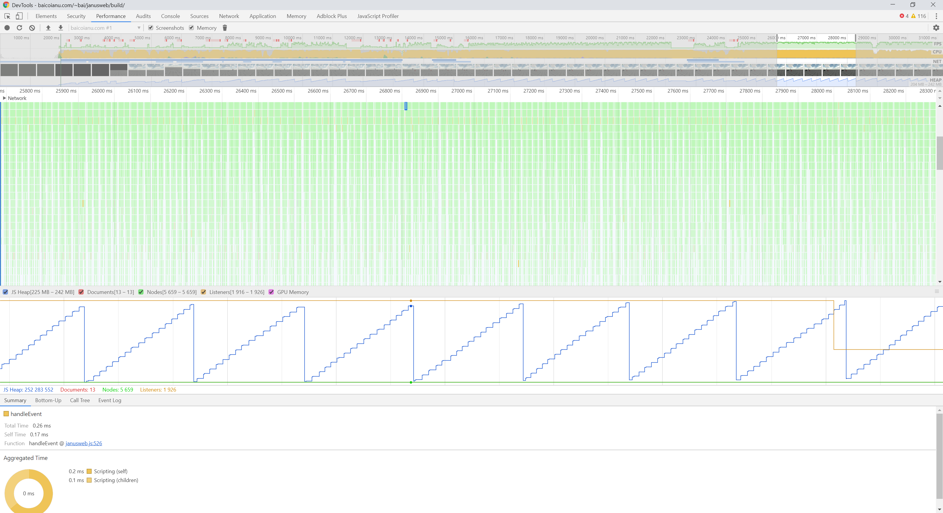 Debugger view - memory usage during runtime