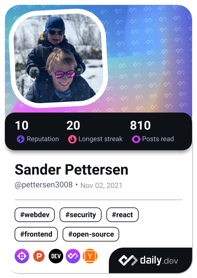 Sander Pettersen's Dev Card