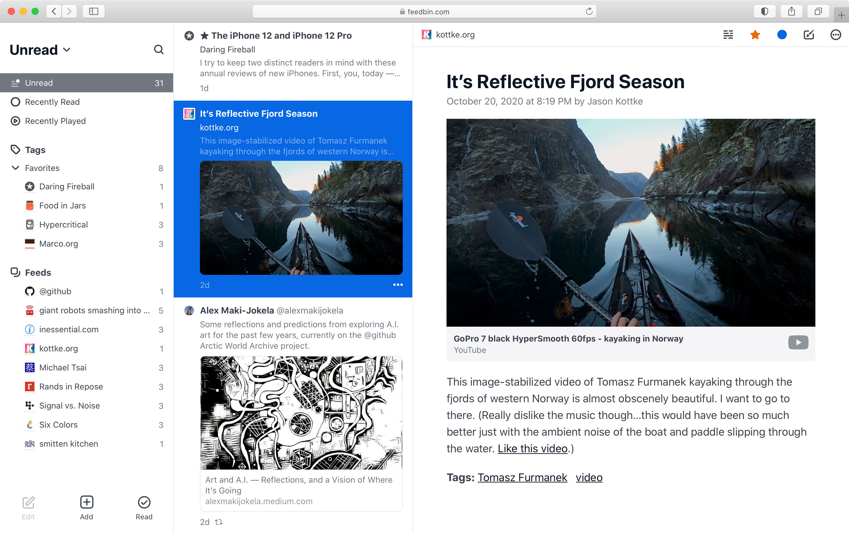 Feedbin Screenshot