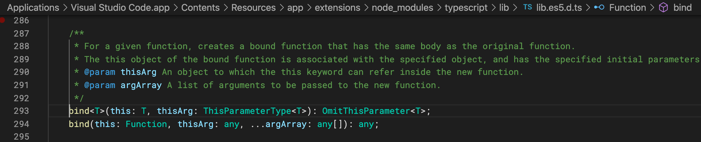 VSCode refering to it's node_modules typescript version definition