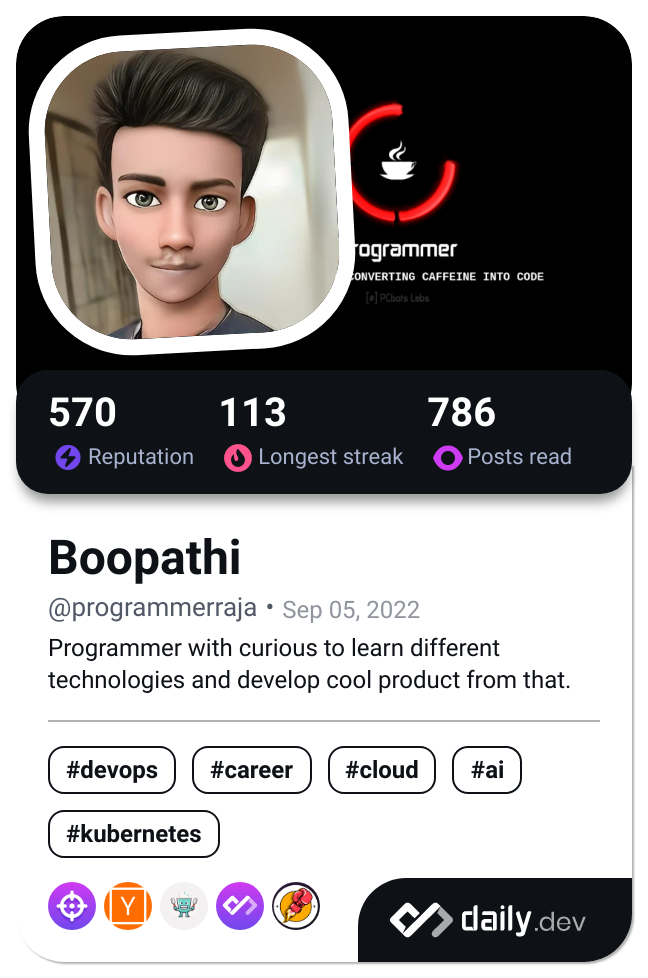 Programmer Raja's Dev Card