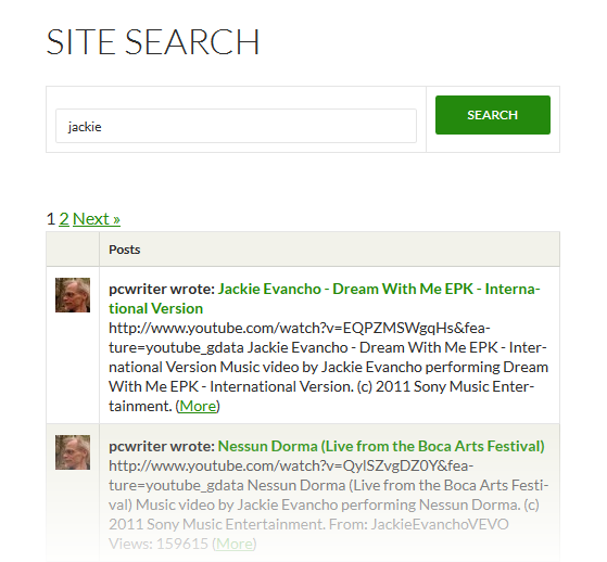 Global Site Search Results