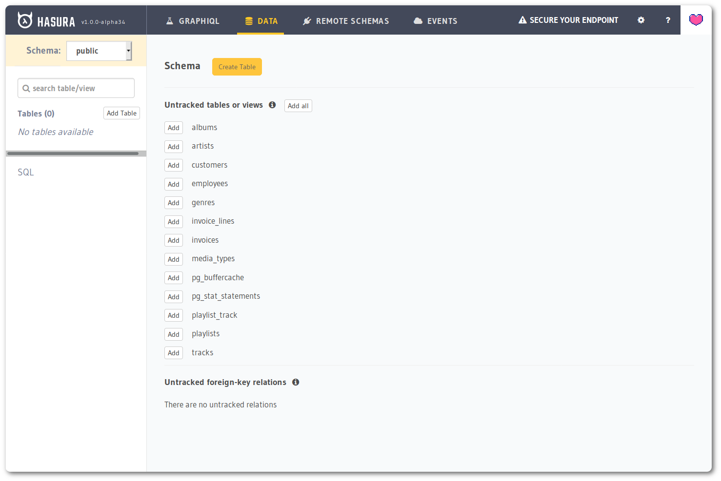 Console Track Table