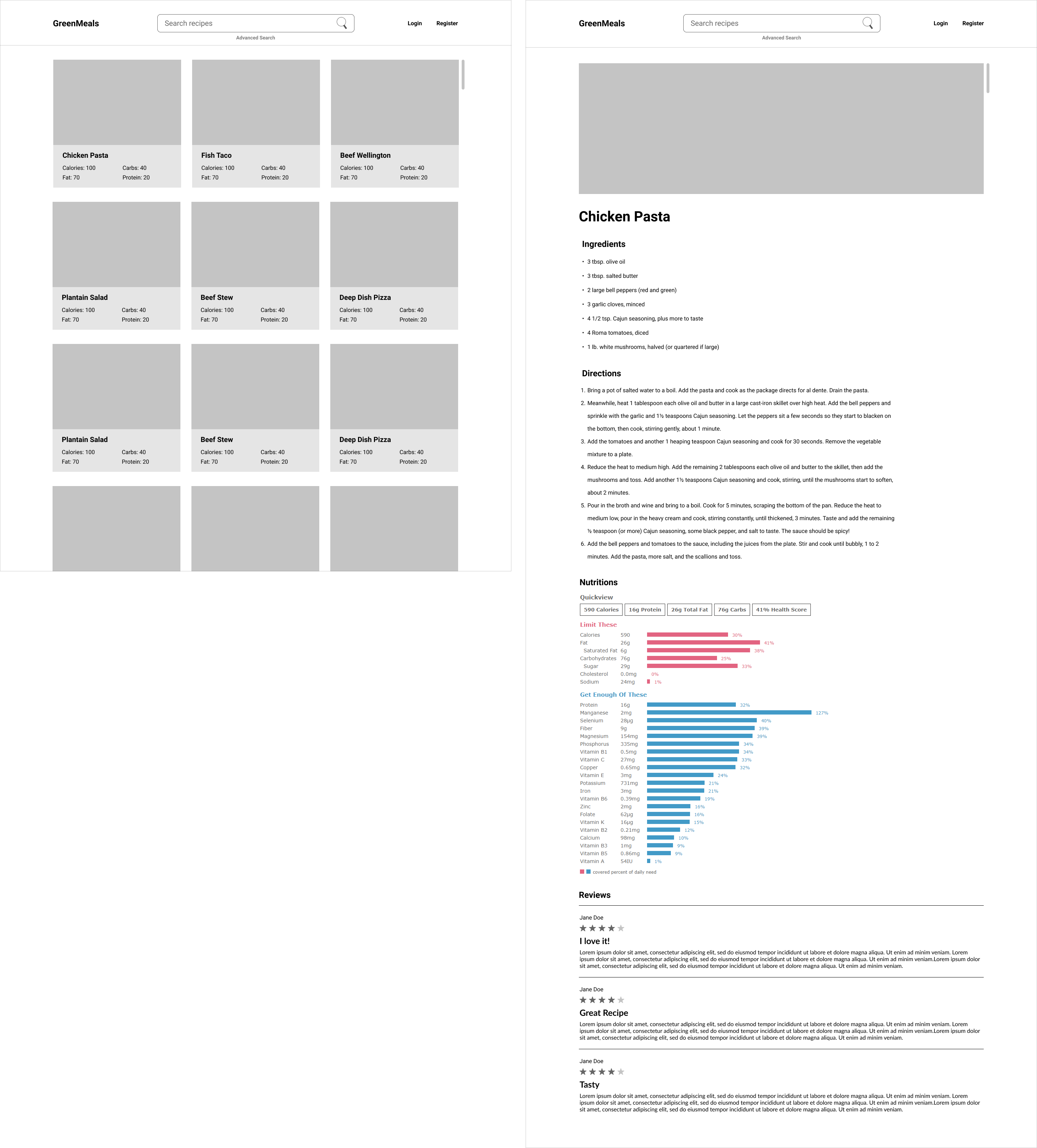 home page wireframes