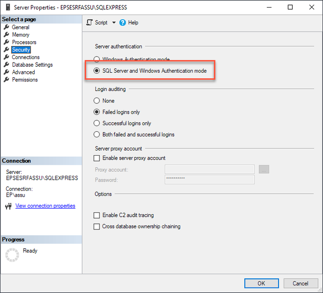 SQL server authentication