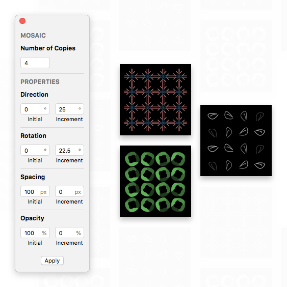 Image showing plugin window and example patterns