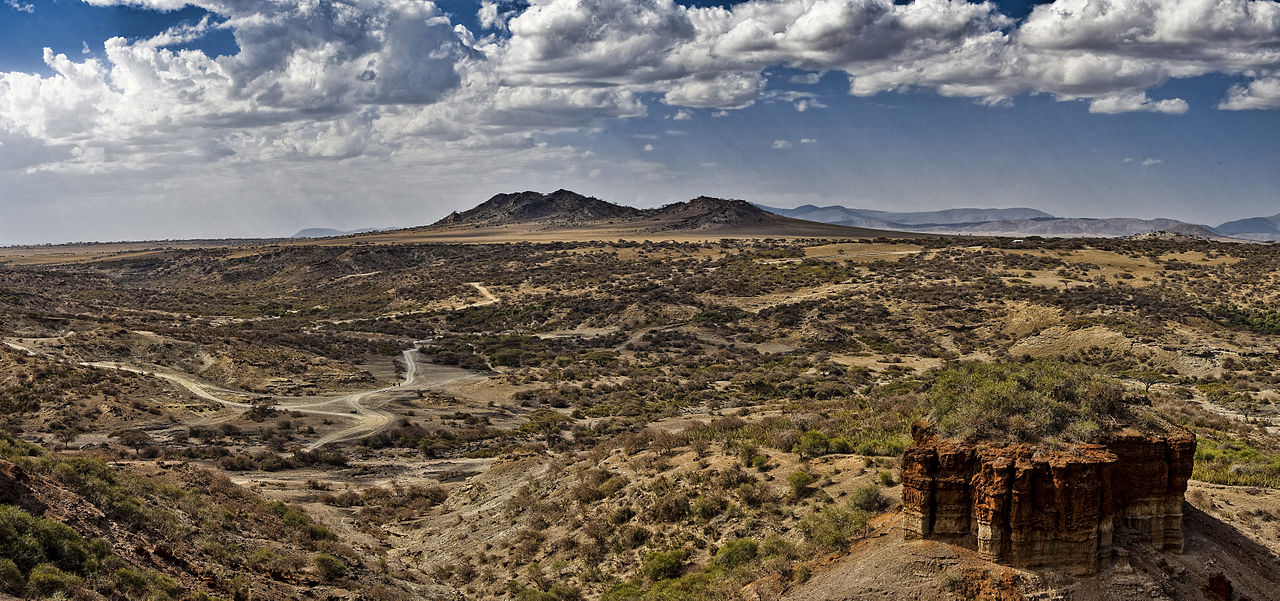 Vista panorâmica da garganta do Olduvai, vale do Rift, norte da Tanzânia. Foto: Noel Feans, 2009