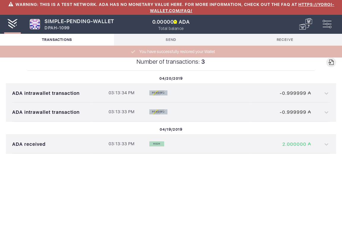 Open the tx history of an already loaded wallet IT105/3_55-I see the transactions summary.png