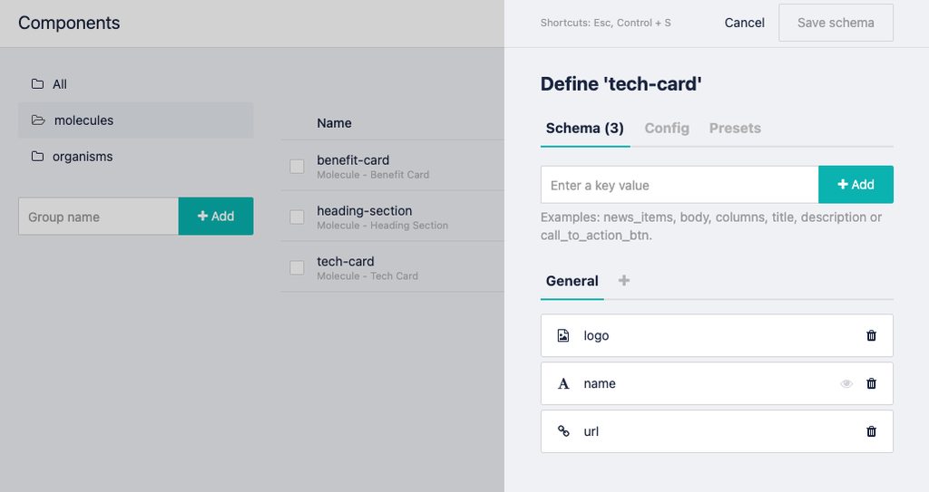 Tech Card Storyblok schema