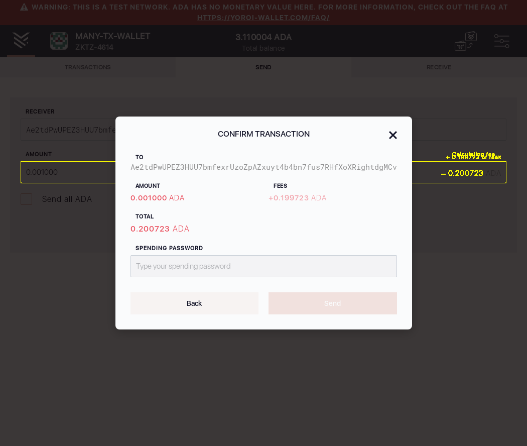 CONFIRM TRANSACTION Pop up displays properly IT48/7_69-I click on the next button in the wallet send form.png