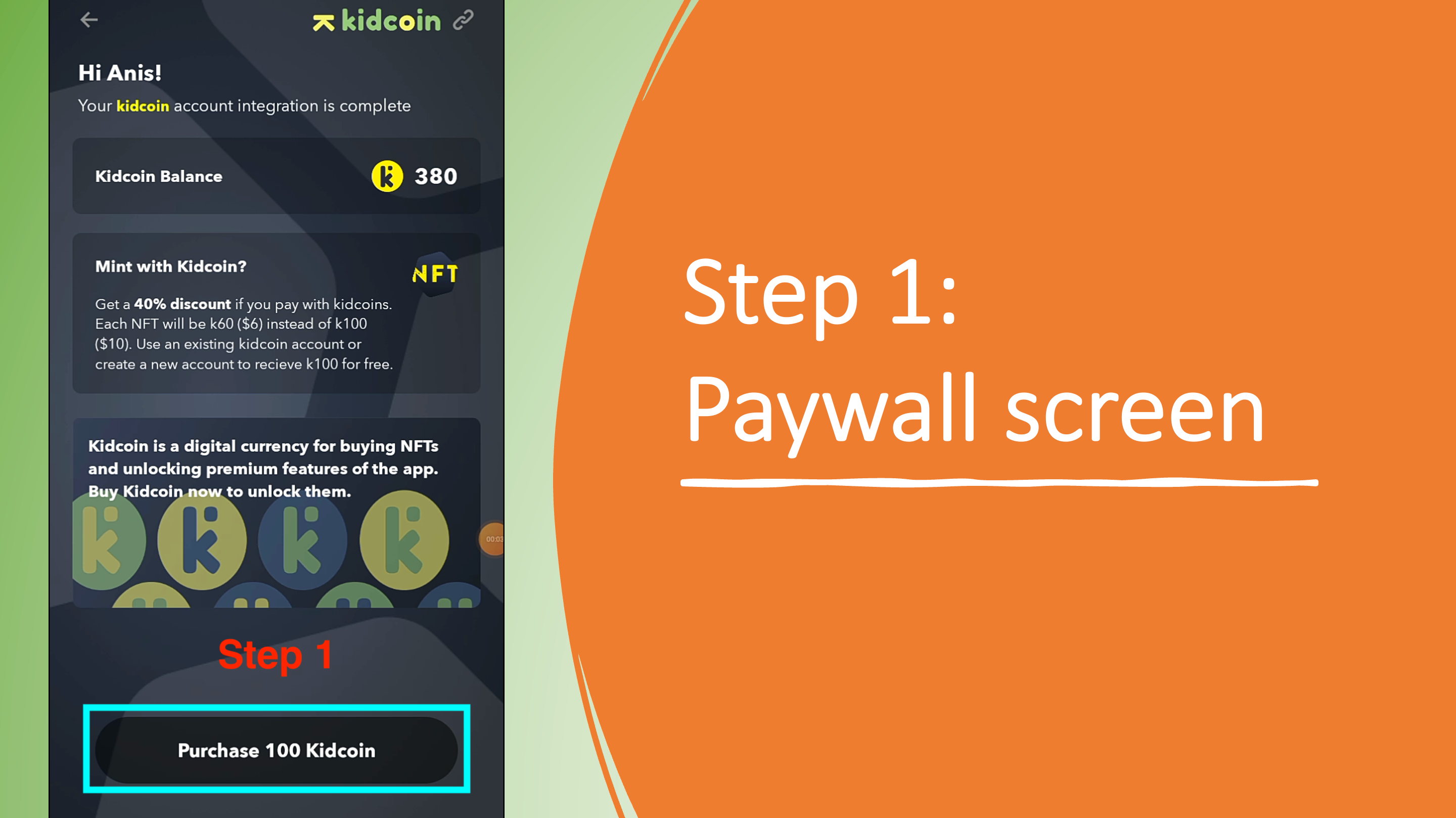 Step 1: Paywall screen