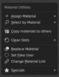 Material Utilities - popup menu