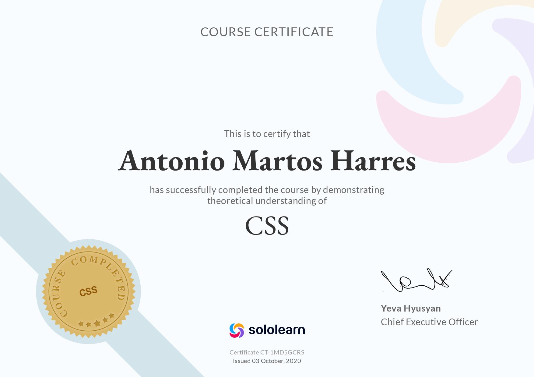 Certified in CSS - SoloLearn