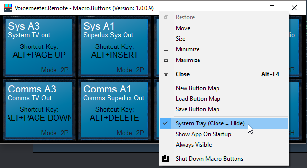 System tray