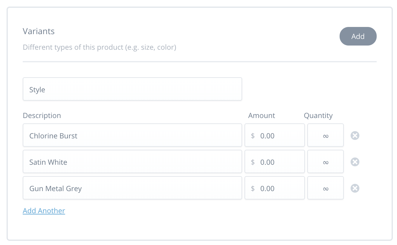 Add variant with dashboard