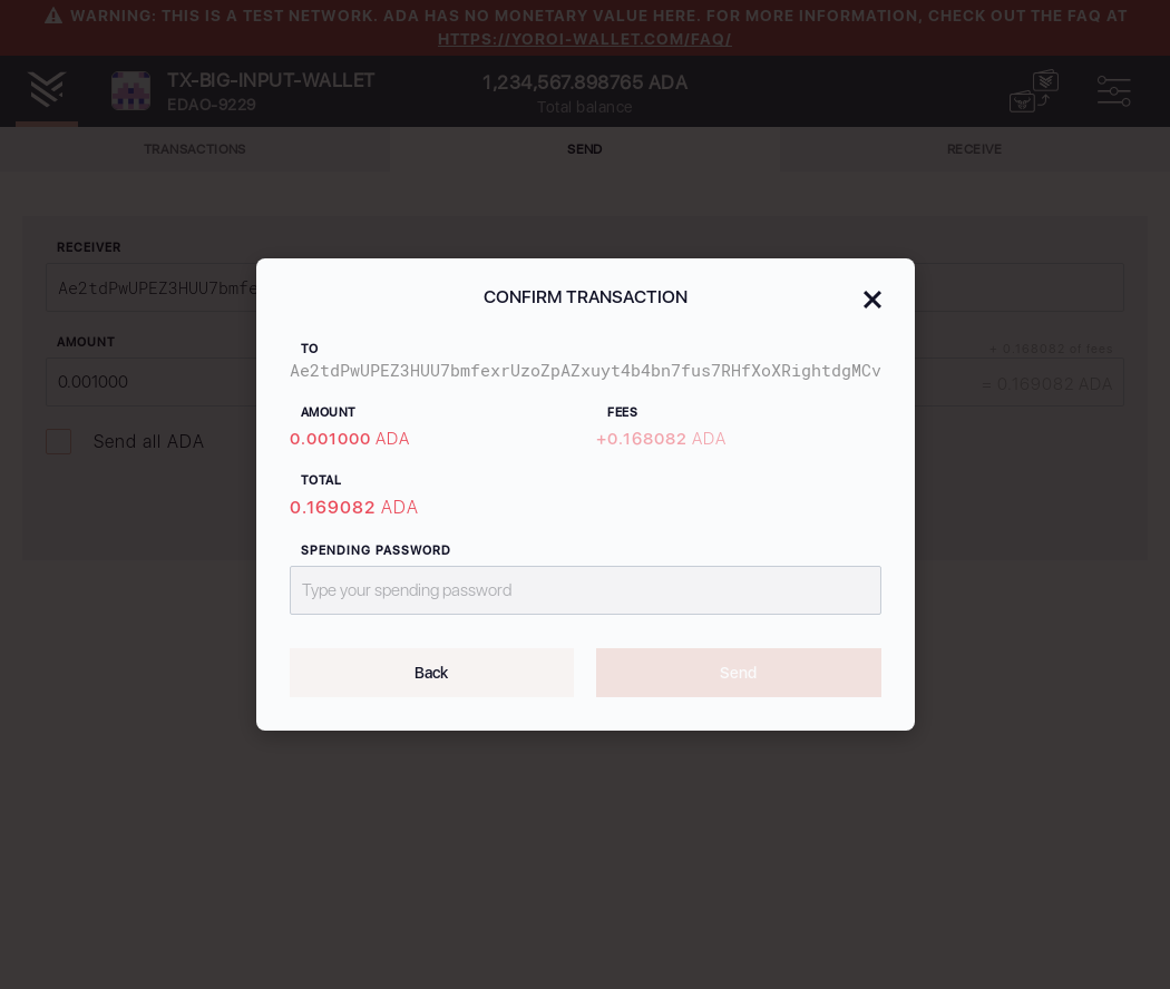 User is able to change spending password IT94/15_55-I click on the next button in the wallet send form.png