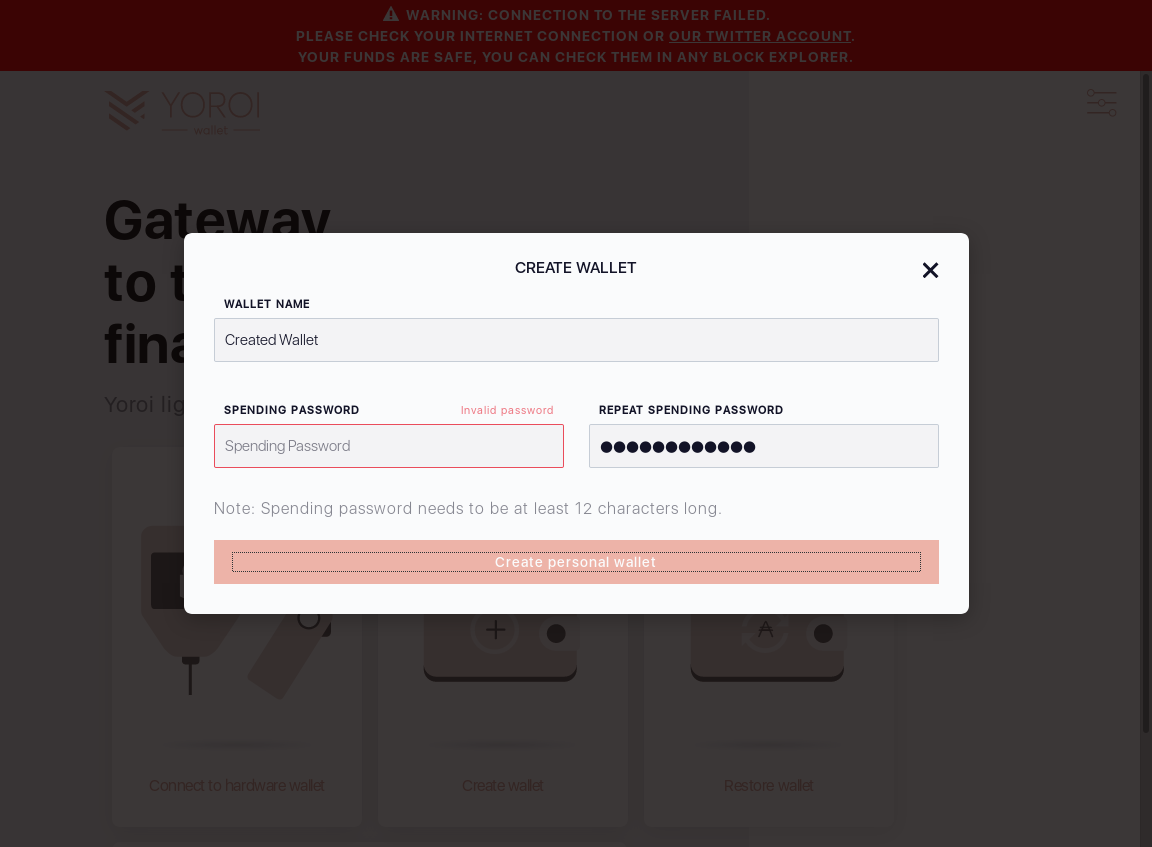 Wallet cant be created without entering password IT24/7_48-I click the Create personal wallet button.png