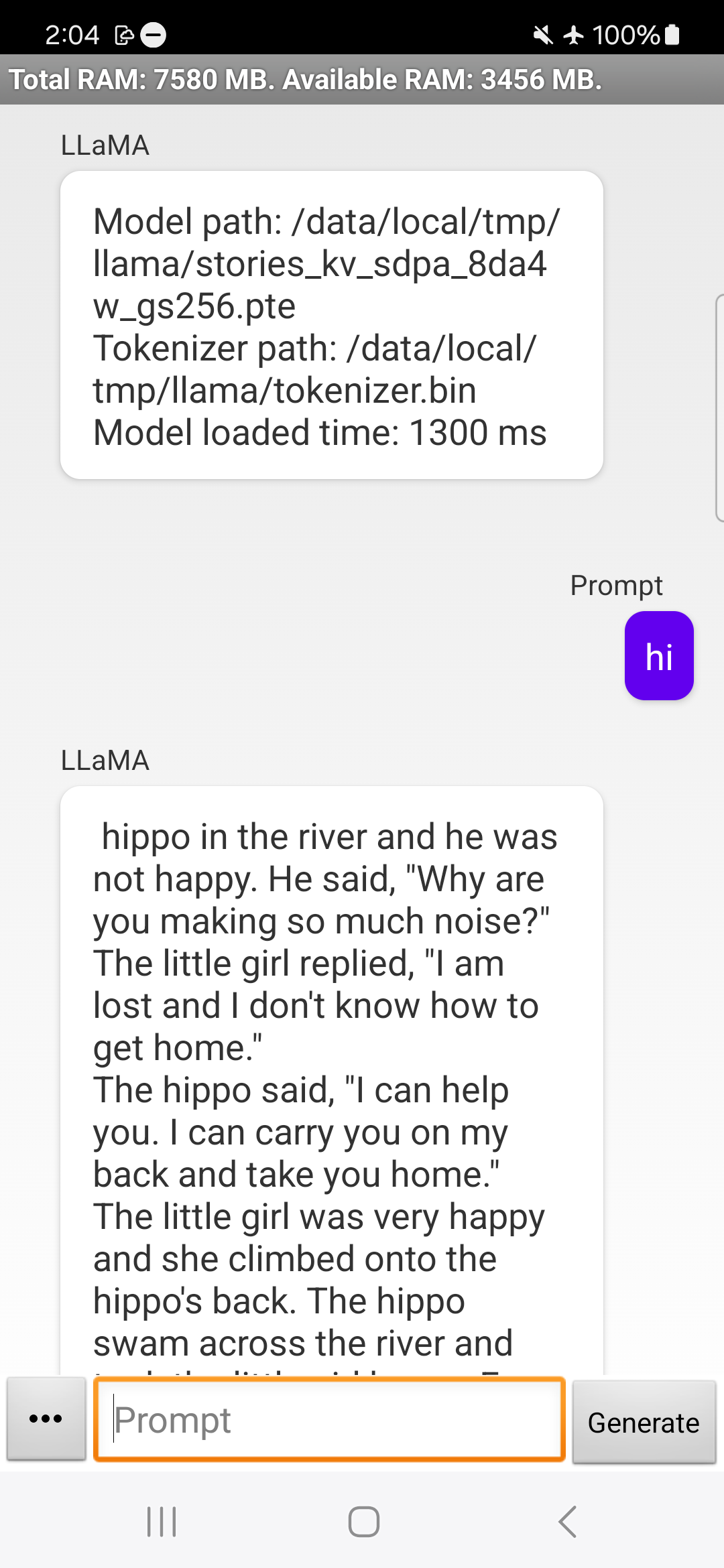 Android app running a LlaMA model