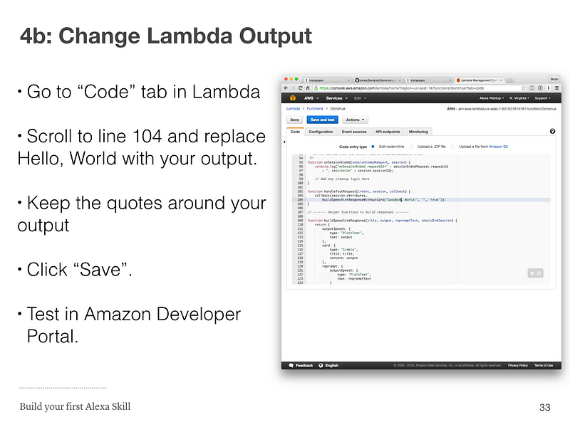 Step 4b: Change Lambda Output