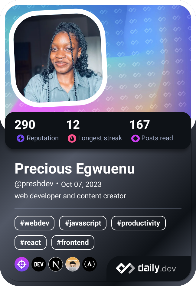 Precious Egwuenu's Dev Card