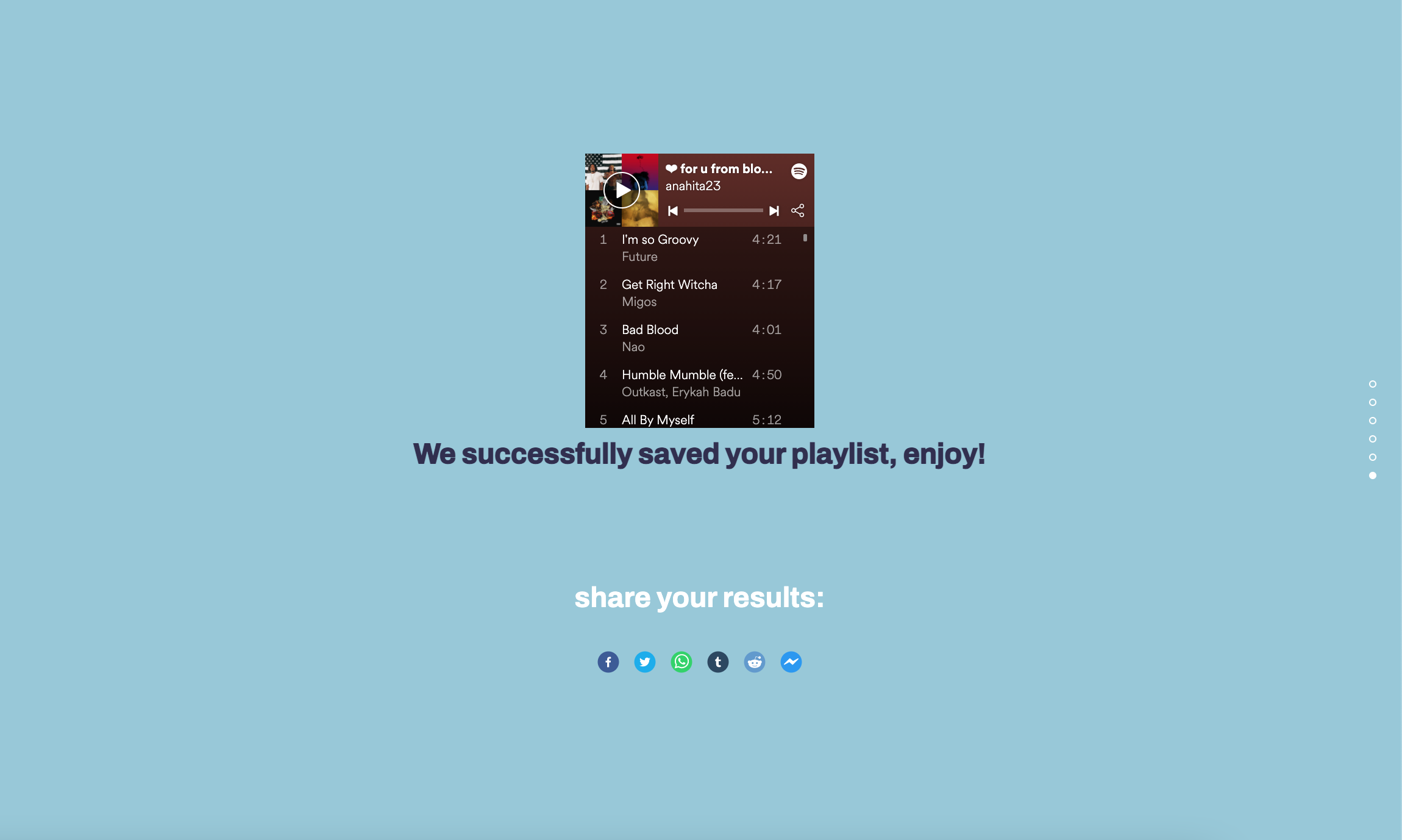 Saved Personalized Playlist