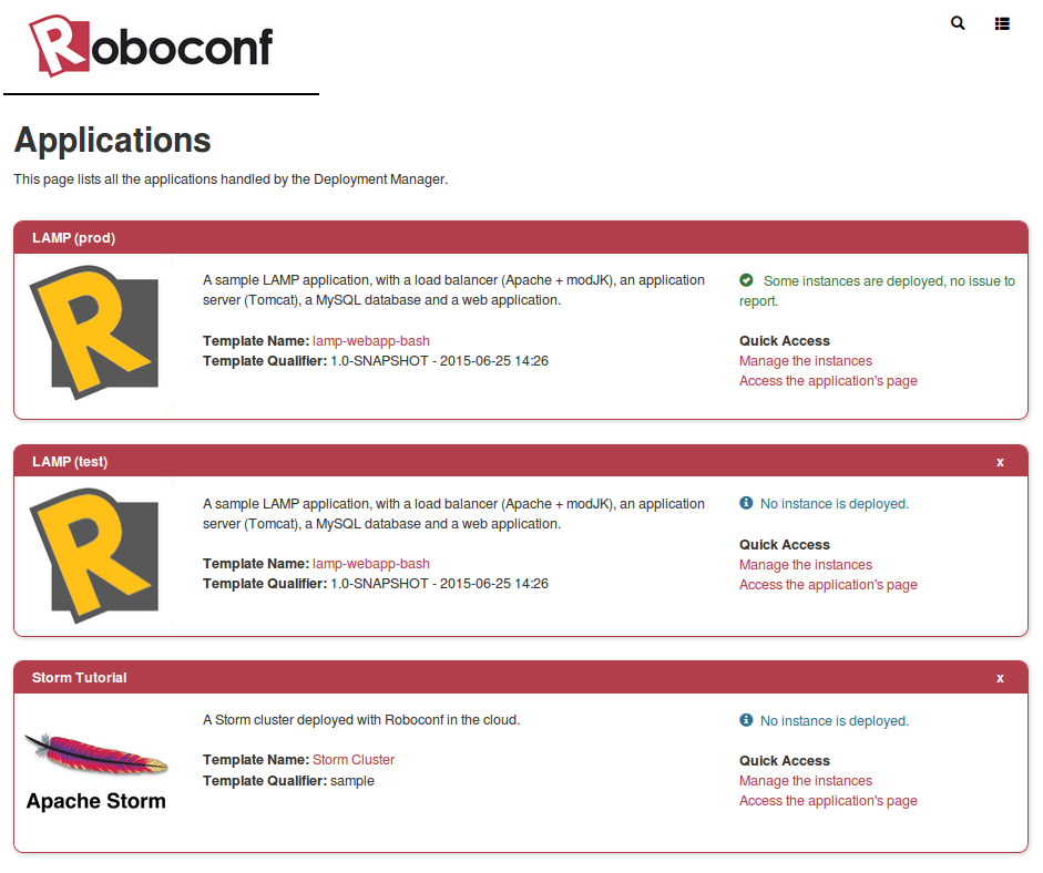 Roboconf Web Administration Overview