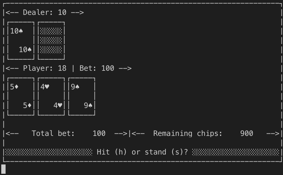 Screenshot of board after hit