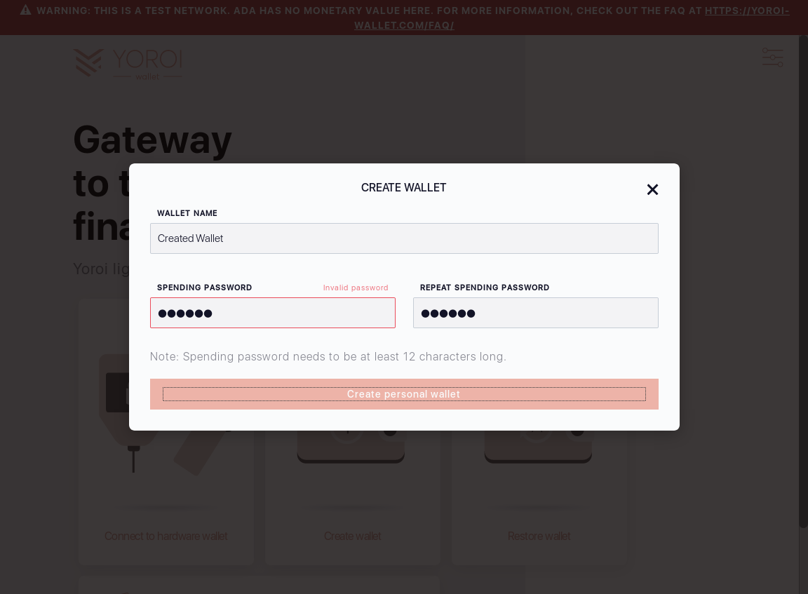 firefox/Wallet cant be created if its password doesnt meet complexity requirements IT7/7_104-I should see Invalid Password error message.png