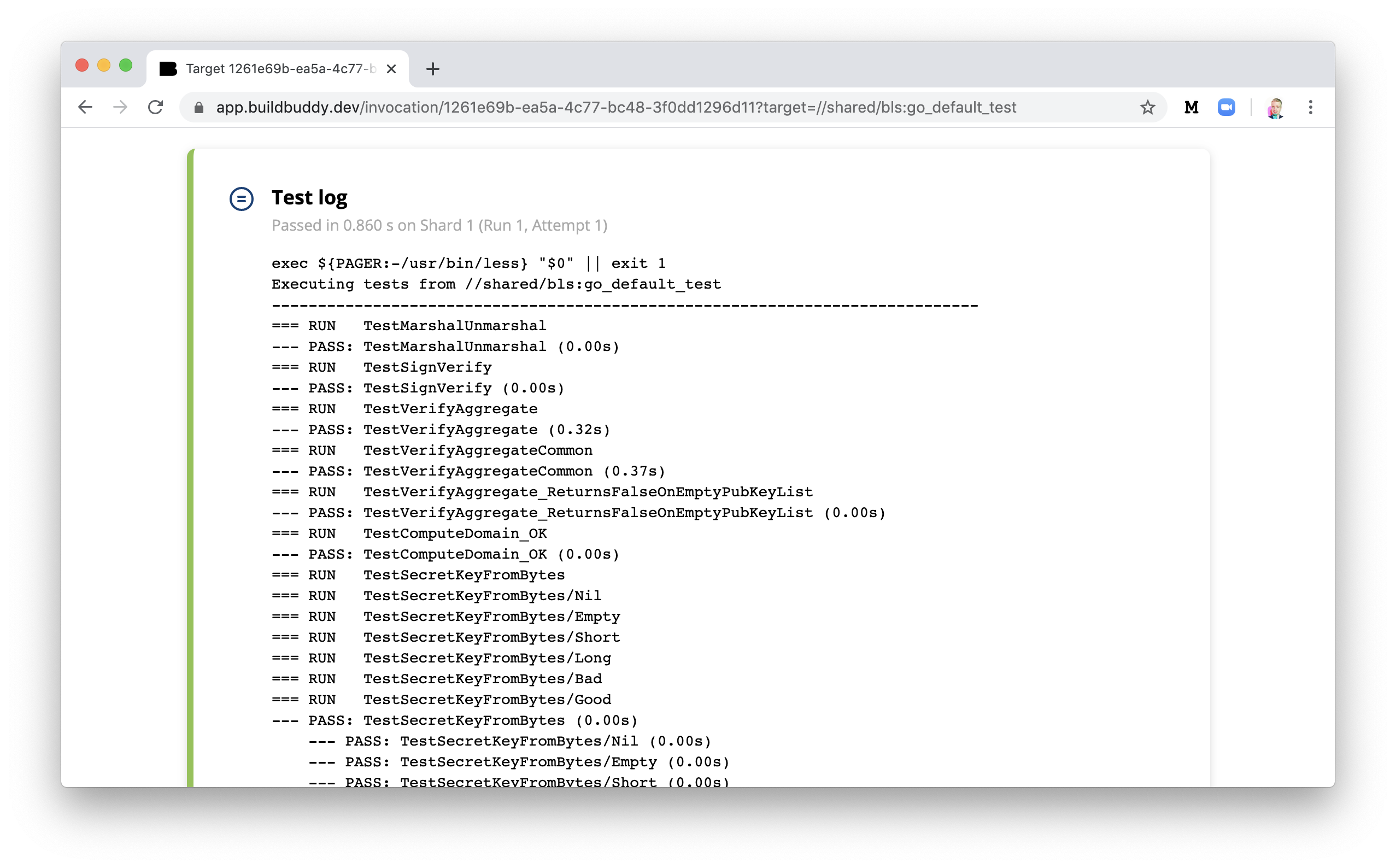 Viewable test logs