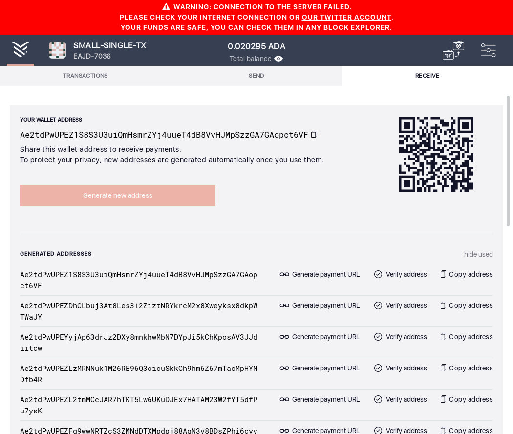 Ensure every generated wallet address is unique IT34/4_31-I click on the Generate new address button 09 times.png