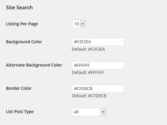 Global Site Search Settings