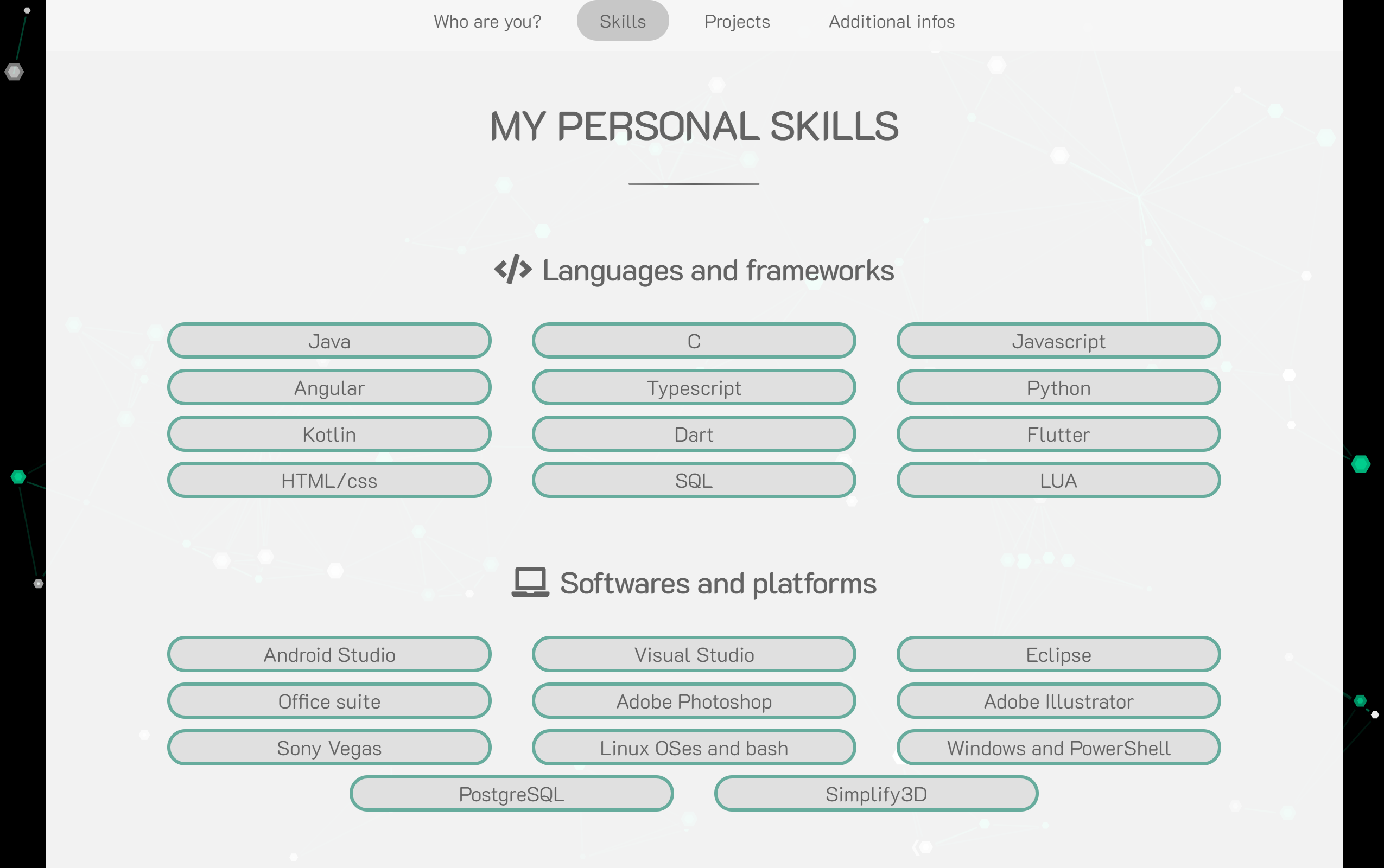 Skills section