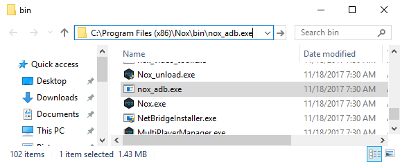 Nox adb path