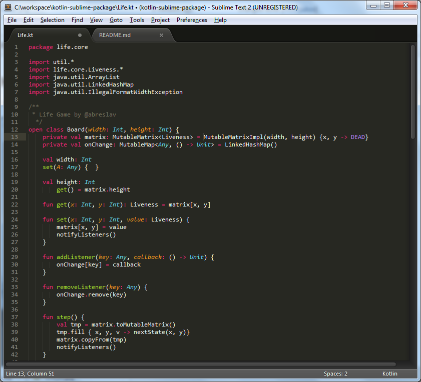 Kotlin Sublime Text 2 Package Screenshoot