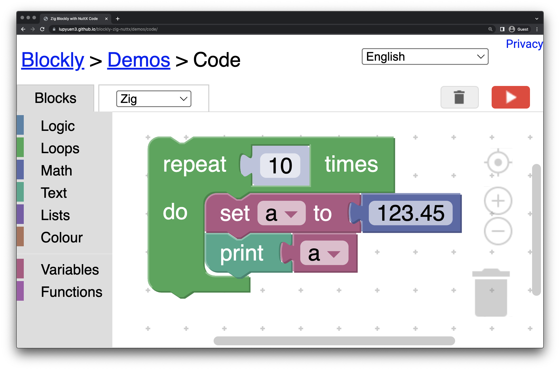 Blockly Visual Program