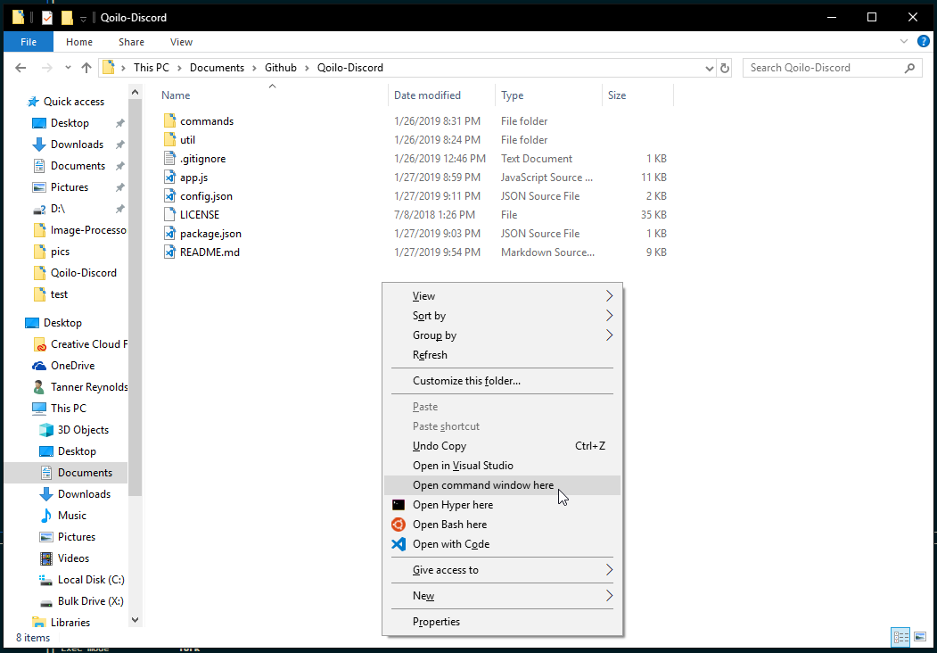 Context Menu Example